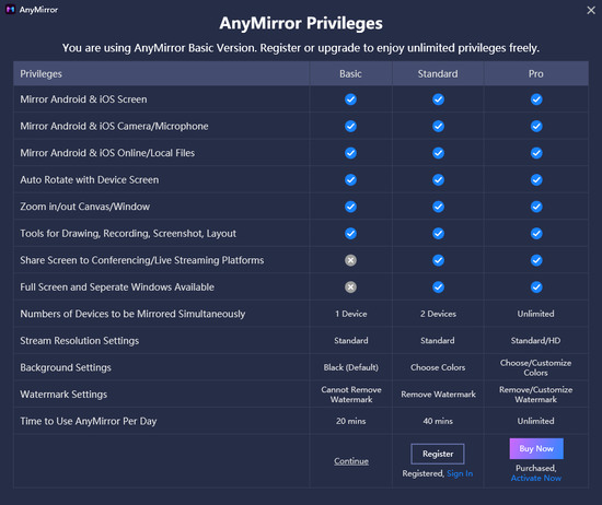 anymirror镜像投屏工具免费版